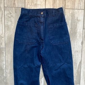 High waisted blue jeans